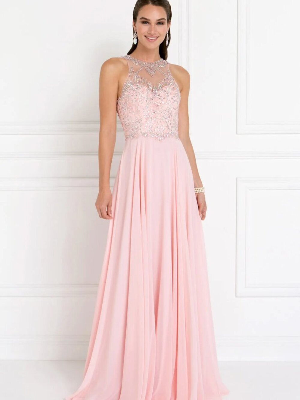 NEW Illusion Neck Sequined A-Line Prom Dress GSGL1572